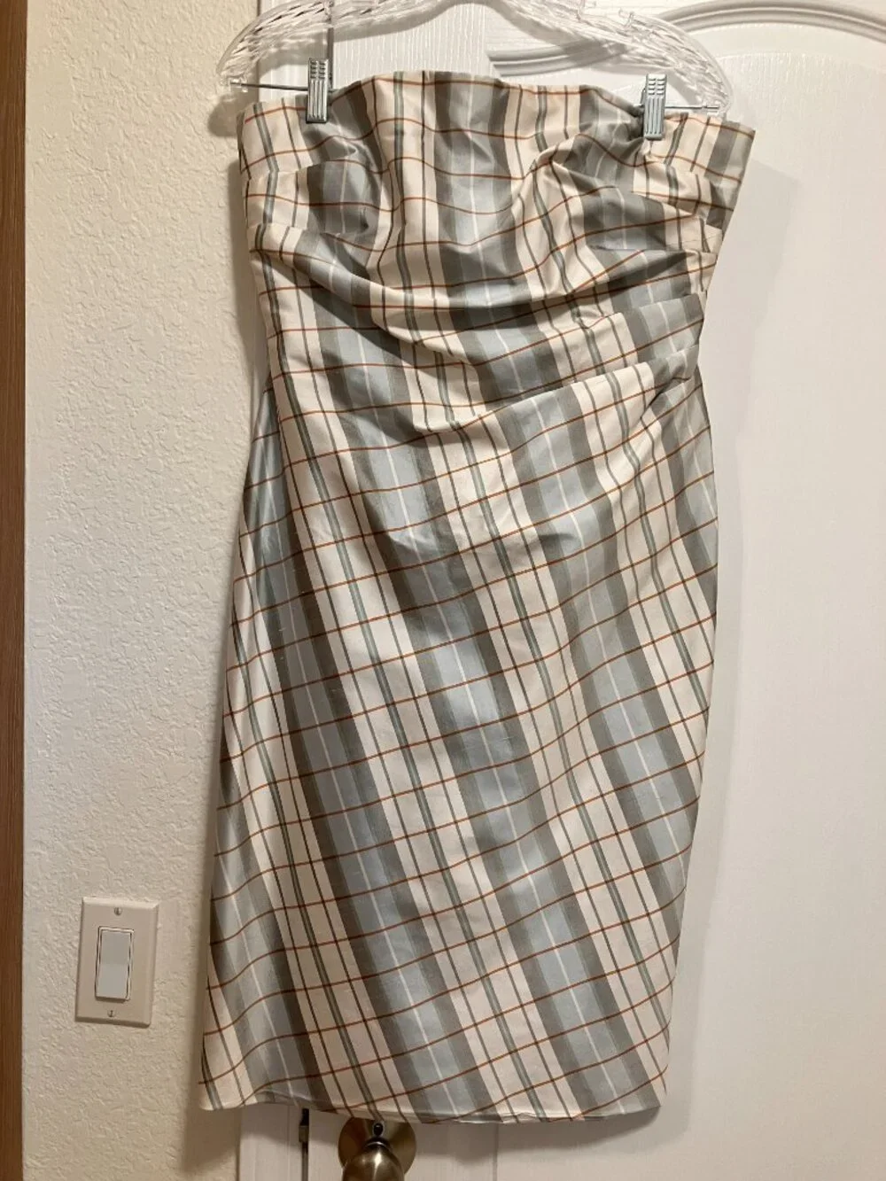 Kay Unger Strapless Silk Plaid Cocktail Dress – Size 10 (Fits Like an 8) - Picture 2 of 10